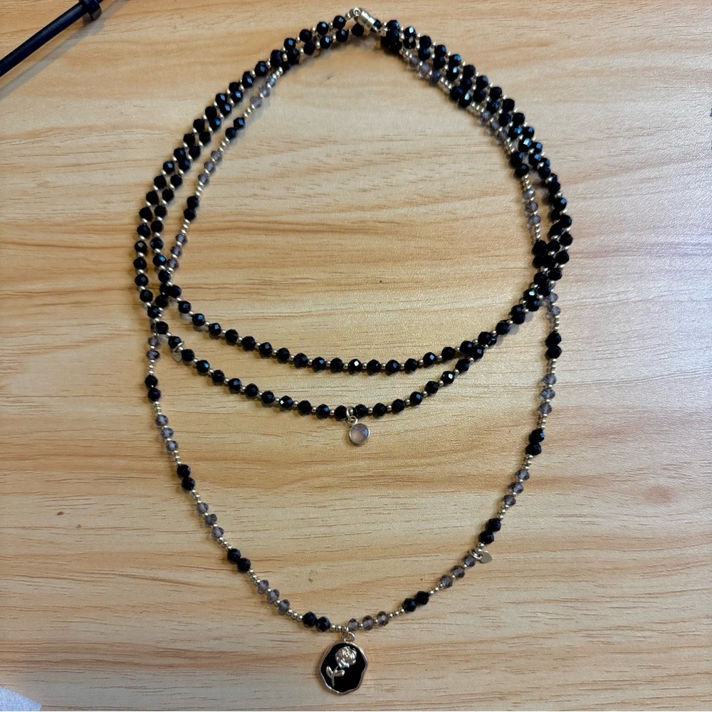 Set of 2 Gold Filled, Black Spinel & Smokey Quartz Layering Necklaces - Picture 5 of 5